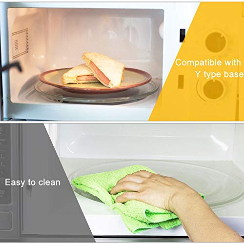 PERFETSELL Plato Microondas Universal 245 mm de Diámetro Plato Giratorio Microondas Plato de Vidrio Plato Giratorio de Cristal para el Horno Microondas con 3 Fijadores, 245 mm