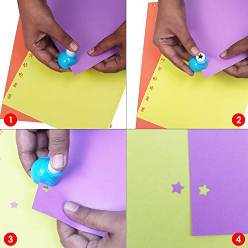 Perforadoras de Papel (24 Pcs) - Mini Troqueladores de Papel (3.5 x 2.5cm) -Punzones para papel para Creación de Tarjetas, Scrapbooking, Álbumes de Fotos - Perfecto para Papel con 0.5-2mm de Grosor