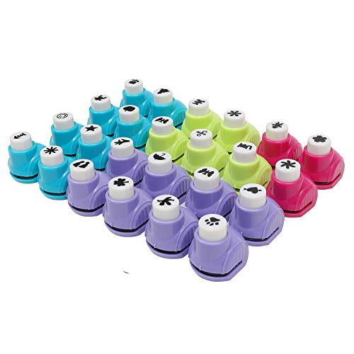 Perforadoras de Papel (24 Pcs) - Mini Troqueladores de Papel (3.5 x 2.5cm) -Punzones para papel para Creación de Tarjetas, Scrapbooking, Álbumes de Fotos - Perfecto para Papel con 0.5-2mm de Grosor