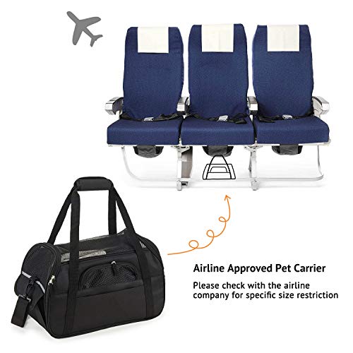 Petcomer Transportín para Perros Y Gatos Portador del Mascota Bolsa de Malla Transpirable de Viaje Bolso de Hombro(Negro, L 48x25x33cm)