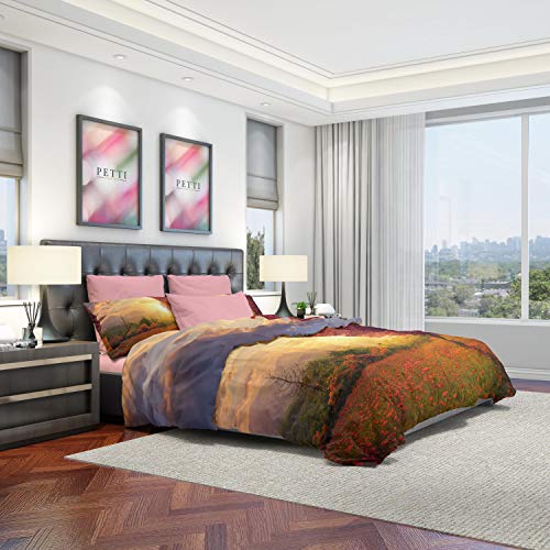 PETTI Artigiani Italiani Nordicas, Funda Edredon, Ropa Made in Italy, 100% Satin, ÁRBOL DE FLORES, CAMA 150-160 (250x200)