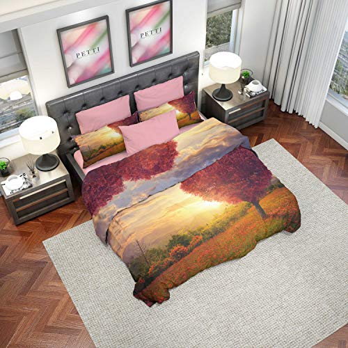 PETTI Artigiani Italiani Nordicas, Funda Edredon, Ropa Made in Italy, 100% Satin, ÁRBOL DE FLORES, CAMA 150-160 (250x200)