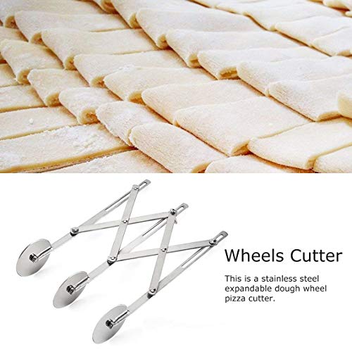 Pgige 3/5/7 Ruedas Cortador Divisor de Masa Pasta Lateral Rodillo Flexible Herramientas (Plata)