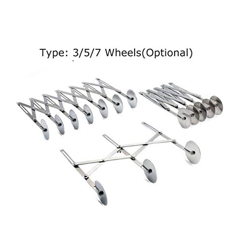 Pgige 3/5/7 Ruedas Cortador Divisor de Masa Pasta Lateral Rodillo Flexible Herramientas (Plata)