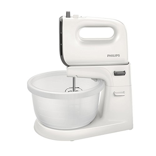 Philips Daily HR3745/00 - Batidora Amasadora, 450 W, 5 Velocidades, Bowl Incluido, Color Blanco