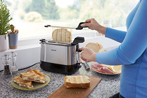 Philips HD2639/90 - Tostadora (730 W, ranura extra grande, accesorio para sandwich), negro y plata