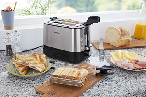 Philips HD2639/90 - Tostadora (730 W, ranura extra grande, accesorio para sandwich), negro y plata