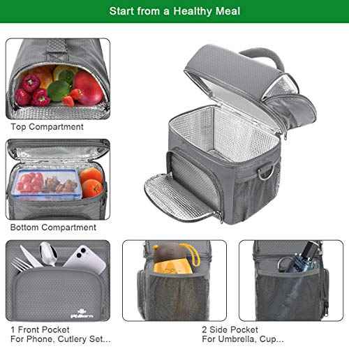 PHILORN Bolsa Térmica Porta Alimentos del Almuerzo Comidas Llevar Porta Alimentos Fiambreras Caja Herméticos para Hombres Mujeres Adultos Picnic y Trabajo Denim Blue
