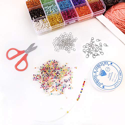 PHOGARY 9000 Piezas de Perlas de Vidrio, Perlas espaciadoras de Pony pequeño, 3 mm Redondo para Manualidades (15 Colores)