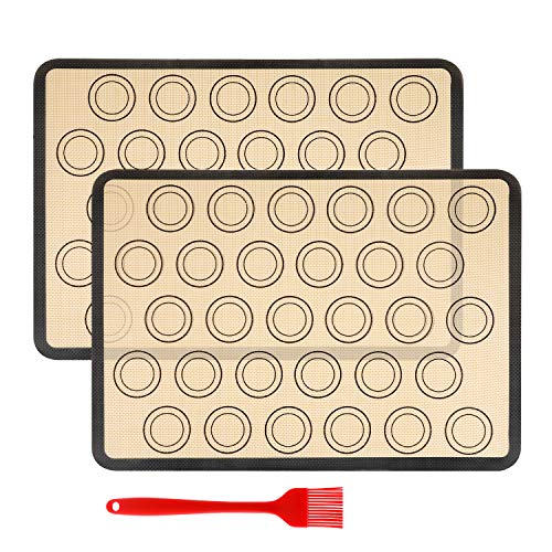 PHOGARY Tapete de Silicona para Hornear Macarons, Paquete de 2 Alfombrilla Antiadherente para Hornear Alimentos, 42 * 29.5cm