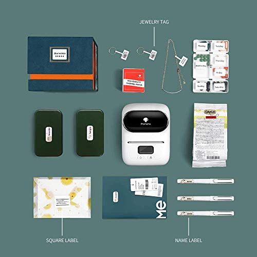 Phomemo M110 Impresora de etiquetas Bluetooth 53mm impresora etiquetas autoadhesivas impresora termica,Para oficina, códigos de barras,Tienda, correo,ropa,cable. Con 1 etiqueta de 40 × 30 mm. Blanco