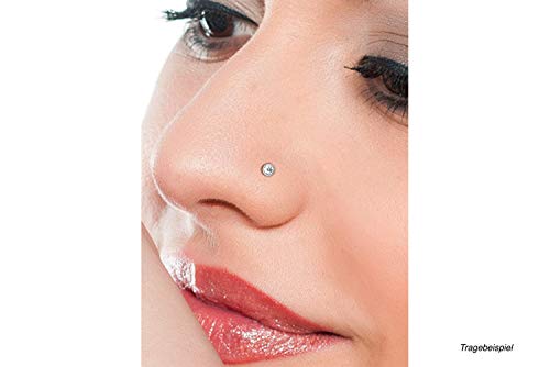PIERCINGLINE® Piercing Nariz en Acero quirúrgico Rosado espirale Disco DE Cristales Llano melocotón