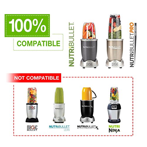 Piezas de repuesto de 6 piezas, 2 tazas de 32 oz con tapa abatible, junta para mezclador/mezclador de alta velocidad Nutribullet 600W / 900W