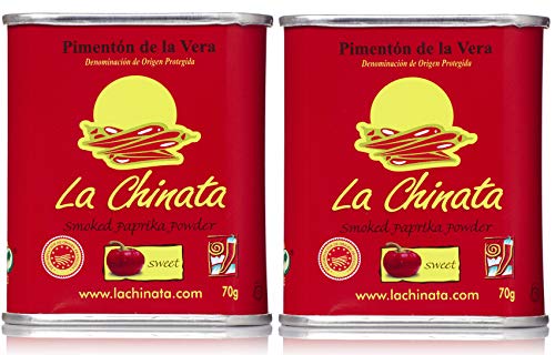 Pimentón Ahumado - LA CHINATA - DOP La VERA - Sin Gluten (Dulce, 70 g Lata X 2)