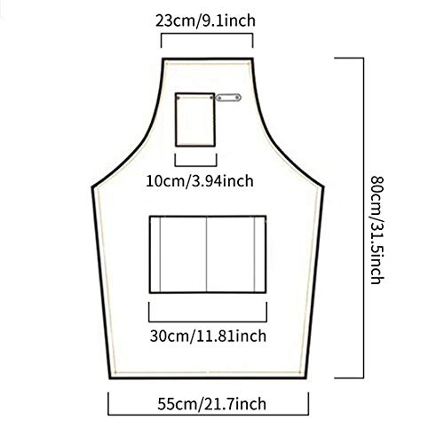 Pinji Delantal de Lona para Cocina, Delantal Ajustable con Bolsillos para Mujeres Hombres Diseño de la Cruz Trasera para Hornear, Restaurante, Jardinería, Barbacoa Caqui