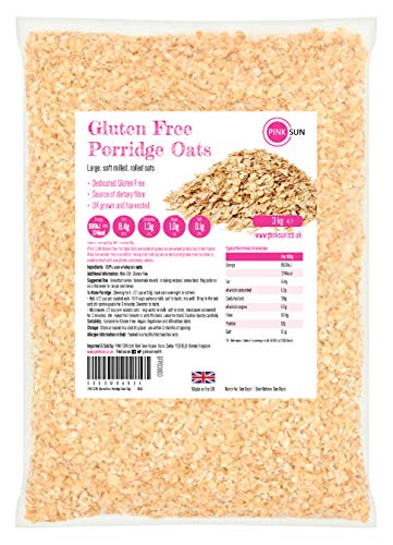 PINK SUN Avena Integral Sin Gluten Cereales 3kg Bolsa Grande Harina de Avena Copos - Gluten Free Porridge Oats Oatmeal