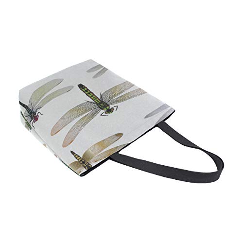 Pintado Libélula Insecto volador Portátil Grande de doble cara Bolsas de mano de lona ocasionales Bolso Hombro Bolsas de compras reutilizables Bolso de lona para hombres Hombres Viajes de comestibles