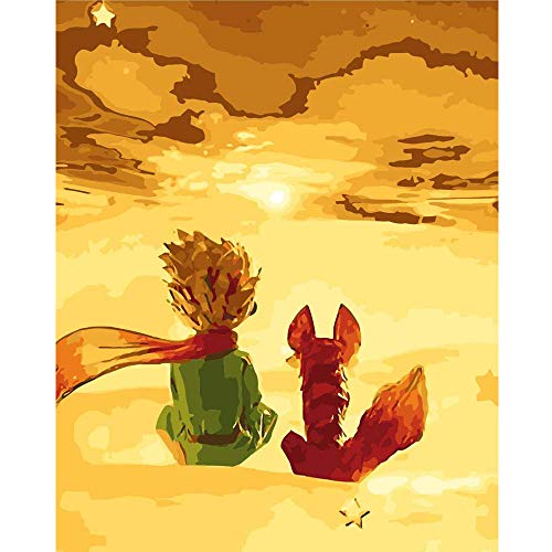 Pintar por Kit de Números, DIY Pintura al óleo Dibujo Algodón con Pinceles Decoraciones para el Hogar Regalos - 40x50cm Sin Marco (Principito)