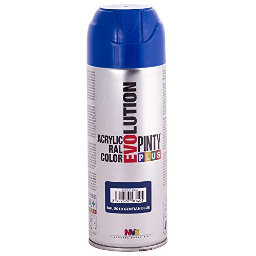 PINTYPLUS EVOLUTION 593 Pintura Spray Acrílica Brillo 520cc Gentian Blue, Azul Ral 5010, Estándar