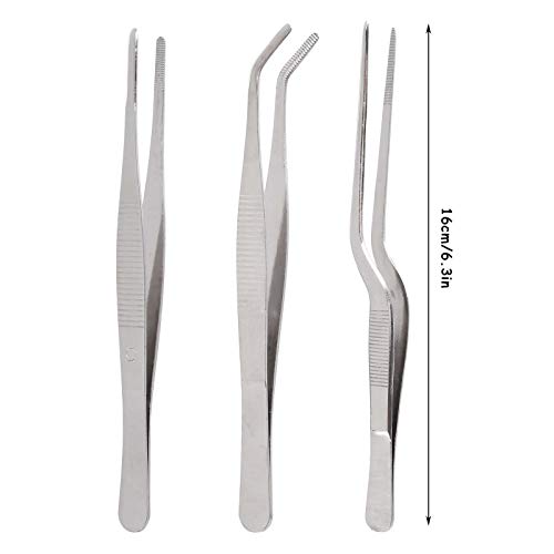 Pinzas de cocina de Yanshon, 3 unidades, de acero inoxidable, pinzas de cocina, pinzas de cocina, pinzas para cocinar, hornear, pinzas de bayoneta para acuario, medicinal
