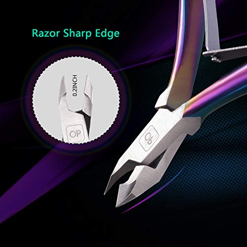 Pinzas de cutículas de degradado de color Recortador de cutículas con empujador de cutículas Tijeras de acero inoxidable Cortador extremadamente afilado Kit de herramientas de manicura pedicura