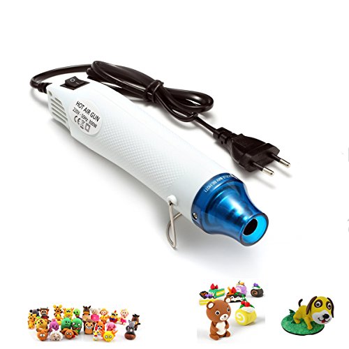 Pistola de Aire Caliente,Worsendy Mini pistola de aire caliente eléctrica de mano con boquilla eléctrica y enchufe EU de 300W 230V para todo tipo de bricolaje profesional.