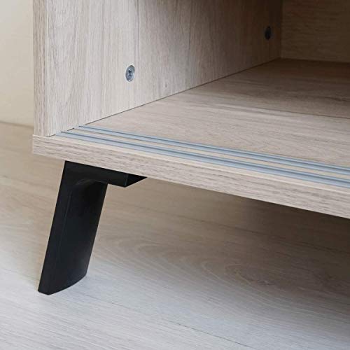 Pitarch Mueble TV Manaslu Puerta corredera salón Comedor Color Roble Negro Mesa televisión 160x40x52 cm