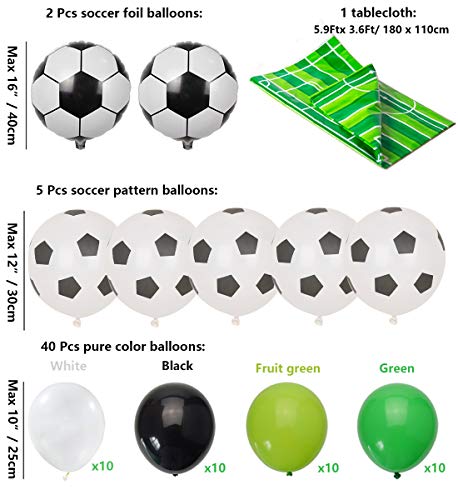 PIXHOTUL Decoraciones de Fiesta de Fútbol Happy Birthday Football Pancartas y 47 Piezas de Globos Temáticos de Fútbol para Niños, Suministros de Fiesta de Cumpleaños para Fanáticos del Fútbol