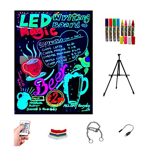 Pizarra LED luminosa 60x80cm, RGB, acrílica + TRÍPODE + PACK 8 ROTULADORES, ENTREGA 1-3 DÍAS