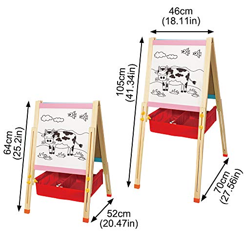 Pizarra Magnética Infantil Doble y Ajustable Caballete Pintura con Letras Magneticas Divertido Juguete Madera Educativo Juego de Imaginación Juguete para Niños Niñas 3 4 5 6