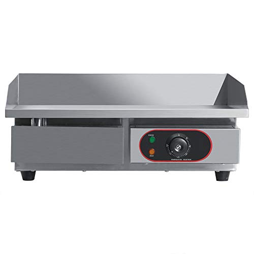 Plancha Electrica Acero Inoxidable para Cocinar, Plancha Eléctrica de Cocina Bandeja Barbacoa para Restaurante o Doméstico, Parrilla Electrica para Huevos Fritos Freír Carne Panqueques 45 x 55cm