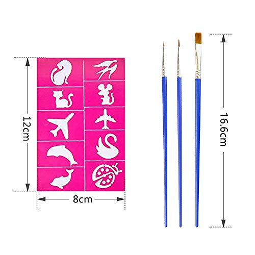 Plantillas Para Pintura Facial, 200 Piezas Plantillas de Maquillaje Infalibles + 2 Pinceles, Flexibles y Fáciles de Despegar y Reusar, Perfectas Para Cumpleaños, Presentaciones en Escenarios, Fiestas