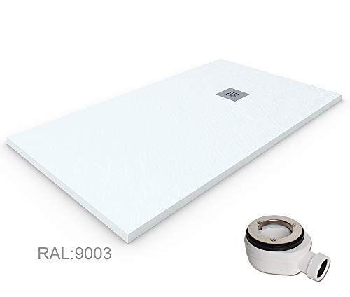 PLATO DE DUCHA DE RESINA PIZARRA CARGA MINERALES GEL COAT 70x160 cm Blanco RAL 9003