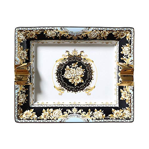Plato de porcelana de hueso de la Cenicero, Cenicero Europea soporte clásico del cigarrillo de cerámica de interior al aire libre, bandeja de ceniza del rectángulo titular for el fumador, Escritorio C