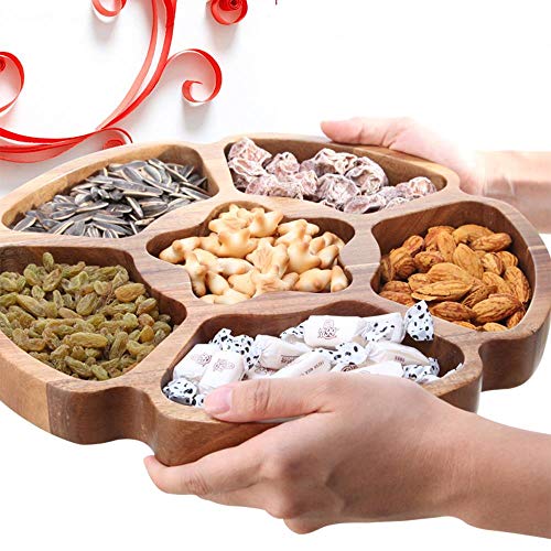 Plato Frutas Hogar Cocina Bandeja De Almacenamiento De Alimentos De Madera Natural Sólida Acacia Textura Bandeja De Cocina Tuerca Bocadillo Bandeja De Almacenamiento Organizada De Caramelo 33 Cm / 6 R