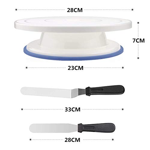 Plato Giratorio para Tartas,27.5cm Blanca Decoración de Pasteles Base Multifuncional Giro de 360 Grados de Plástico para Trabajo de Glaseado y Decoración