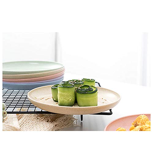 Platos de paja de trigo irrompibles y livianos, no tóxicos, aptos para lavavajillas y microondas, sin BPA y postre saludable, para niños, niños y adultos, tamaño grande, 5 unidades de 6 pulgadas