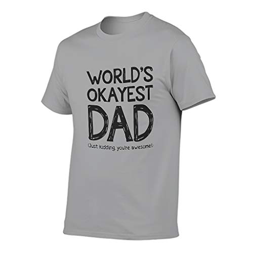Playera de algodón para hombre World's Okayest Funny Dad – Regalos para papá suelto Tee Gris gris S