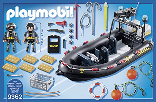 PLAYMOBIL City Action Lancha de las Fuerzas Especiales, Flotante, a Partir de 5 Años (9362)
