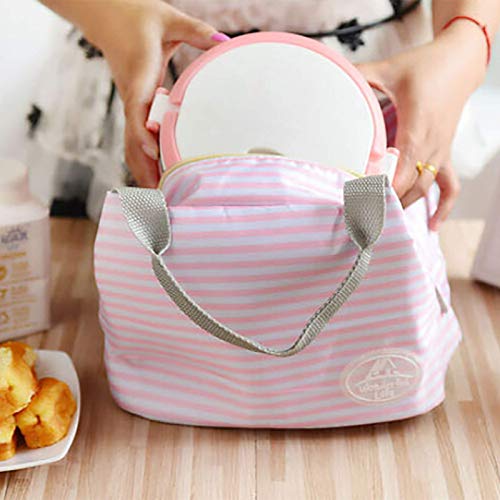 PLXX Bolsa de Almuerzo portátil con Aislamiento de Lona fría a Rayas, Estuche de Transporte para Picnic, Fiambrera portátil térmica, Bolsa Termica Lancheira, Dropships