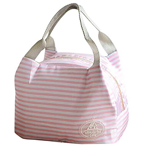 PLXX Bolsa de Almuerzo portátil con Aislamiento de Lona fría a Rayas, Estuche de Transporte para Picnic, Fiambrera portátil térmica, Bolsa Termica Lancheira, Dropships