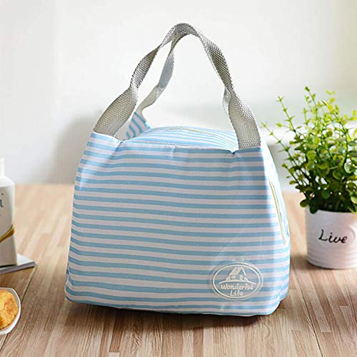 PLXX Bolsa de Almuerzo portátil con Aislamiento de Lona fría a Rayas, Estuche de Transporte para Picnic, Fiambrera portátil térmica, Bolsa Termica Lancheira, Dropships
