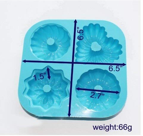 POIUY 4 cavidades Mini Bundt Cake Pudding Jello Molds Pan Cupcake Bakeware Moldes de Silicona para Hornear Pasteles