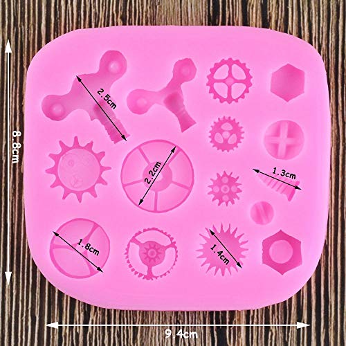 POIUY Steampunk Theme Gear Screw    Cake Molde de Silicona Maquinaria Industrial Molde de Chocolate Herramientas de decoración de Pasteles
