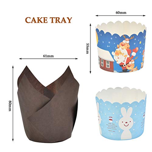 POKIENE Tazas para Hornear 150 Piezas, Caja de Papel de Repostería, Moldes para Hornear Tulipanes, Papel para Hornear en Forma de Tulipán para Magdalenas Magdalenas - 3 Colores