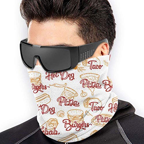 Polainas para el cuello, máscara para el sol, pañuelo mágico y pasamontañas Street Food Patrón sin costuras Kebab Taco hamburguesa Talla única