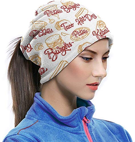 Polainas para el cuello, máscara para el sol, pañuelo mágico y pasamontañas Street Food Patrón sin costuras Kebab Taco hamburguesa Talla única