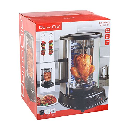 Pollo de barbacoa con extraíble grasa Bandeja de goteo 1500 W (Multi Brochetas para barbacoa, Döner – Barbacoa, Parrilla para brochetas, acero inoxidable)