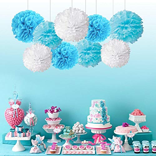 Pompones de Papel Blanco, 24 Pcs Para Decoración de Cumpleaños, Bodas o Fiestas Boda Cumpleaños Fiesta Comunión Bautismo Graduado