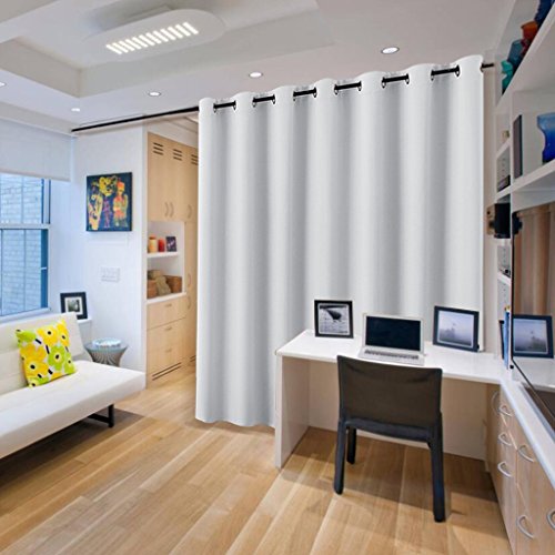 PONY DANCE Cortinas Salon Modernas Blancas Gris Tela Termica Aislante Ruido Luz/Separador de Ambientes Grandes Dormitorio Infantil Antimoscas, 1 Unidad, 210 x 254 cm (Al x An)